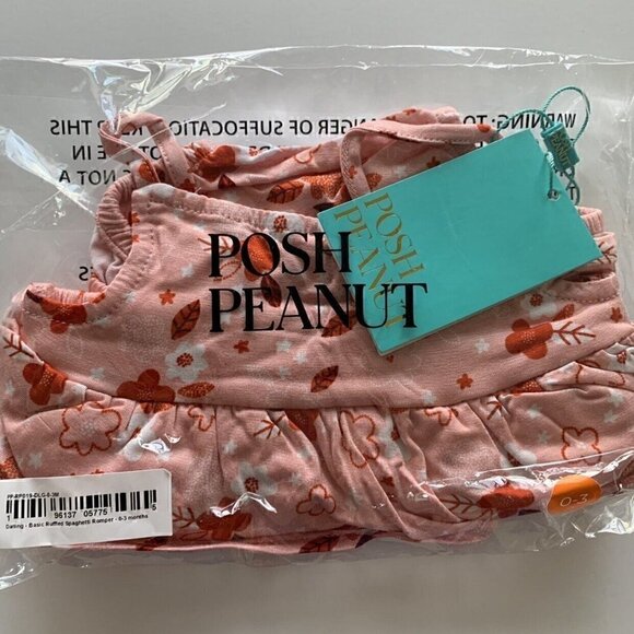 NWT Posh Peanut Baby Girl Darling Basic Ruffle Spaghetti Romper 0-3 Months - Picture 6 of 7